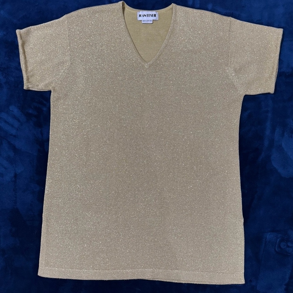 Jan Leslie gold shine long blouse   Knit Sweater size L